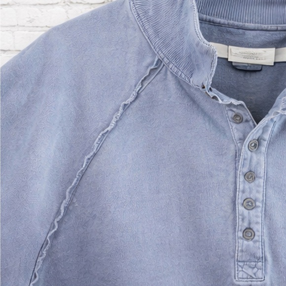 American Eagle Outfitters Light Blue Henley Sweatshirt - Picture 2 of 3